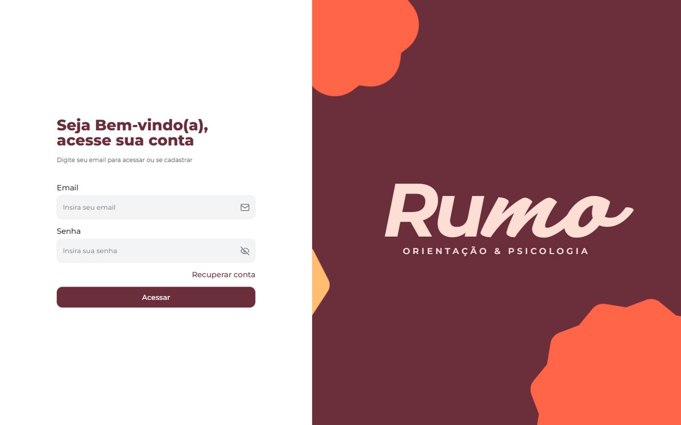 Tela de entrada da plataforma do Instituto Rumo
